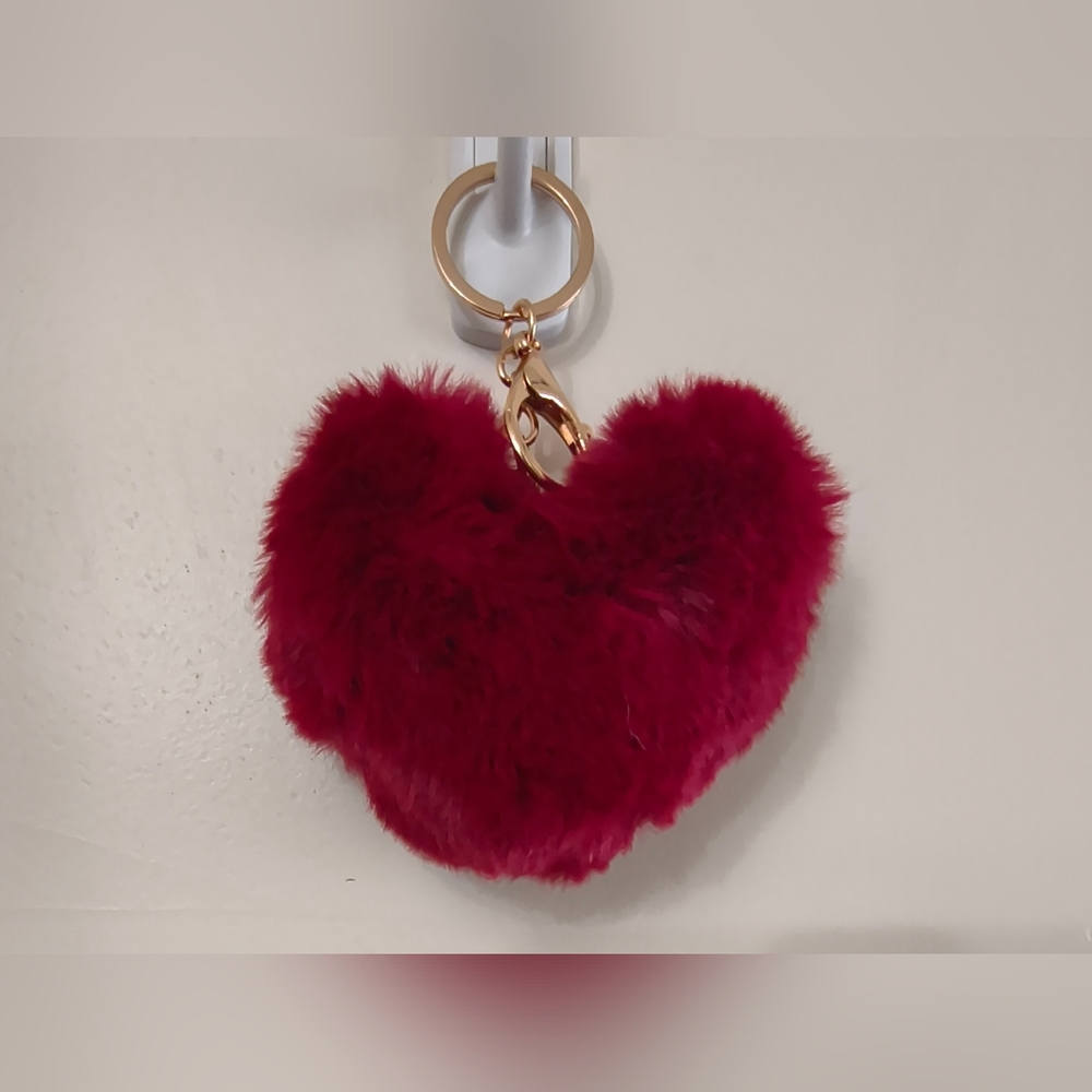 Plush Heart Keychain - Red